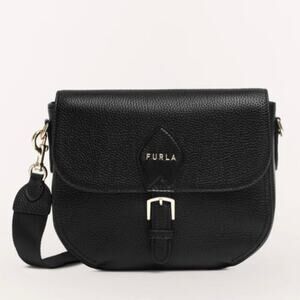 Furla Urania S Bandoliera Black Pebbled Leather Crossbody Bag